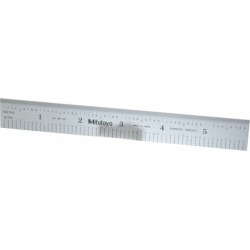 Mitutoyo 6 Inch Long, 1/100, 1/10 Inch Graduation, Silver, Rigid