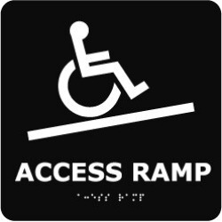 NMC 8"x8"braille Wh/black Access Ramp Facility Sign ADA12WBK