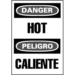 NMC 20x14 Rigid Plastic Bilingual Danger Hot Sign ESD51RC