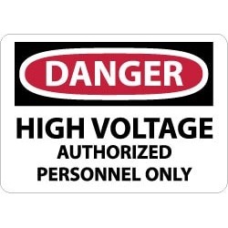 NMC 10x14 Plastic Sign Danger High Voltage Auth D647RB