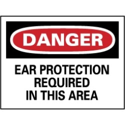 NMC 10x14 Aluminum Dnger Ear Protec Req Sign D134AB