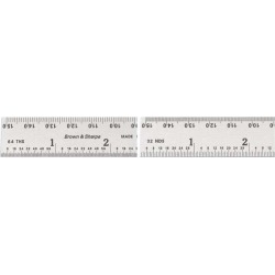 Brown & Sharpe 12 Inch Long, 1/64, 1/32 Inch Graduation, Silver,