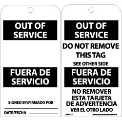 NMC 6 Inch High x 3 Inch Wide, OUT OF SERVICE Accident Prevention
