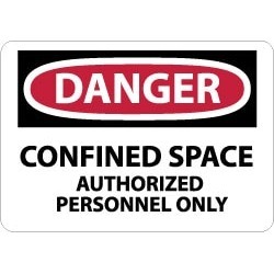 NMC 10x14 Plastic Sign Danger Confind Space Auth D643RB