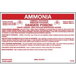 NMC 6-1/2x10" Ammonia Container Label HC332P