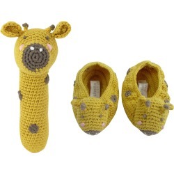 Crochet Giraffe Rattle w/ Matching Booties, Baby