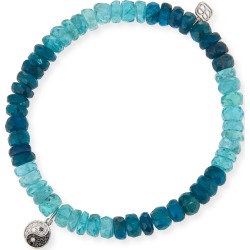 14k Apatite Beaded Stretch Bracelet w/ Diamond Yin Yang