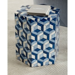Hexagon Garden Seat, Blue/White