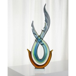 Decorative Aqua Art Glass Sculpture