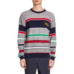 Men's Tiger-Embroidered Striped Sweater
