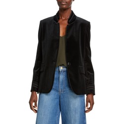 Stand-Collar Soutache Velvet Jacket