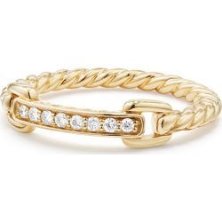 Petite Pave Bar Ring w/ Diamonds in 18k Yellow Gold, Size 7