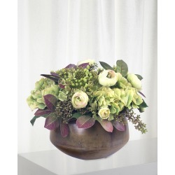 Green Hydrangea And Agapanthus in Bowl