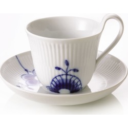 Blue Fluted Mega High Handle Cup & Saucer