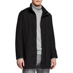 Men's Solid Hidden-Button Matrix Jacket