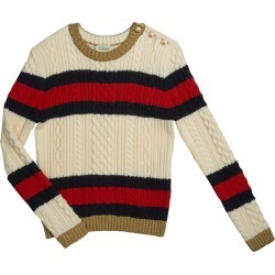 Striped Web Cable-Knit Sweater, Size 4-12