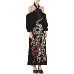 Sequin Embroidered Velvet Gown