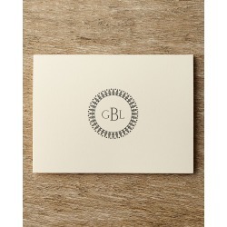 50 Circle Monogram Folded Notes with Personalized Envelopes