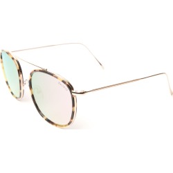 Single-Bridge Acetate Square Sunglasses, Brown Pattern
