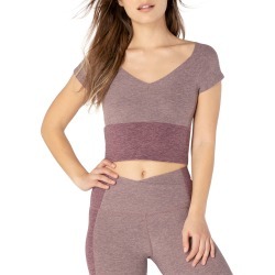 Day One Space-Dye Colorblock Short-Sleeve Cropped Top