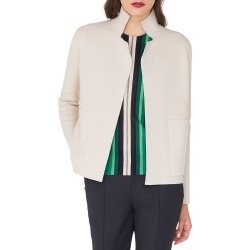 Open-Front Placed-Stripe Double-Face Cashmere-Knit Cardigan