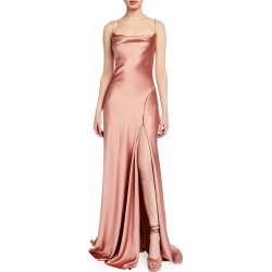 Crepe Back Satin Cowl-Neck Gown