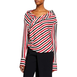Stellar Striped Draped Blouse