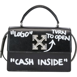 Jitney Cash Inside Top Handle Bag, Black/White