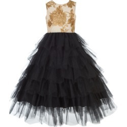 Kid's Floral Glitter & Tulle Gown, Size 7-14