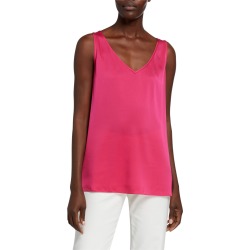 Stretch Satin Georgette V-Neck Shell