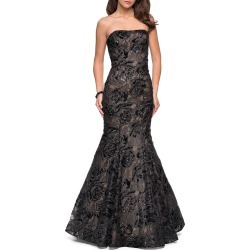 Sequin Strapless Mermaid Gown
