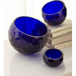 Decorative Glass Faceted Bowls, Set of 3