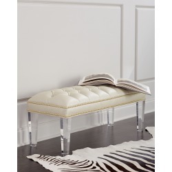 Custan Leather Bench with Acrylic Legs