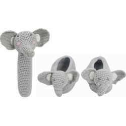 Crochet Elephant Rattle w/ Matching Booties, Baby