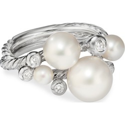 Pearl & Diamond Cluster Ring, Size 9