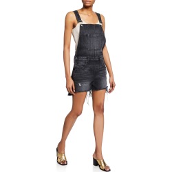 Sloane Frayed Denim Short Overalls