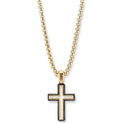 Men's 18k-Gold Cross Enhancer with Forged Carbon