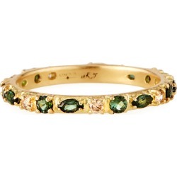 Old World 18k Sapphire, Tourmaline & Diamond Stack Ring, Size 6.5