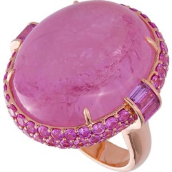 18k Rose Gold Tourmaline & Sapphire Ring, Size 6.5
