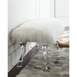 Centaur White Sheepskin Bench