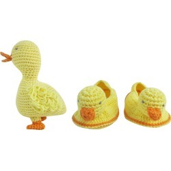 Crochet Duck Rattle w/ Matching Crochet Booties, Baby