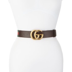 Wide Leather/Web Belt, Cocoa