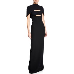 Cape-Sleeve Bustier Cutout Gown