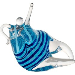 Happiness Glass Sculpture, Turquoise/Blue