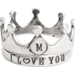 Crown Ring, Silver Stamped Initial Ring