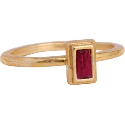 Stackable Birthstone Ring Gold, Rectangle