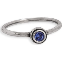 Stackable Round Birthstone Ring Silver