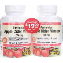 Natural Factors Apple Cider Vinegar 500 Mg Bonus Pack 180 Capsules