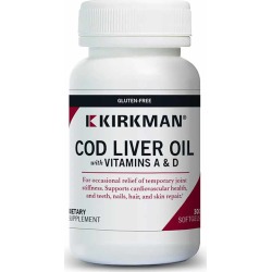 Kirkman Cod Liver Oil with Vitamins A & D 300 Gel Capsules