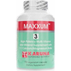 Karuna Maxxum 3 Multivitamin and Mineral with 1:1 Calcium/Magnesium Ratio 180 Veg Capsules